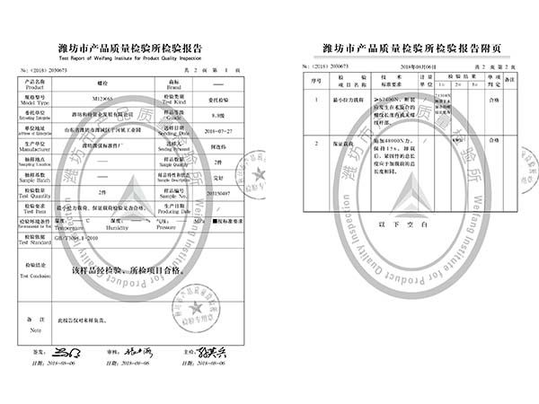 鱼尾螺栓检验报告